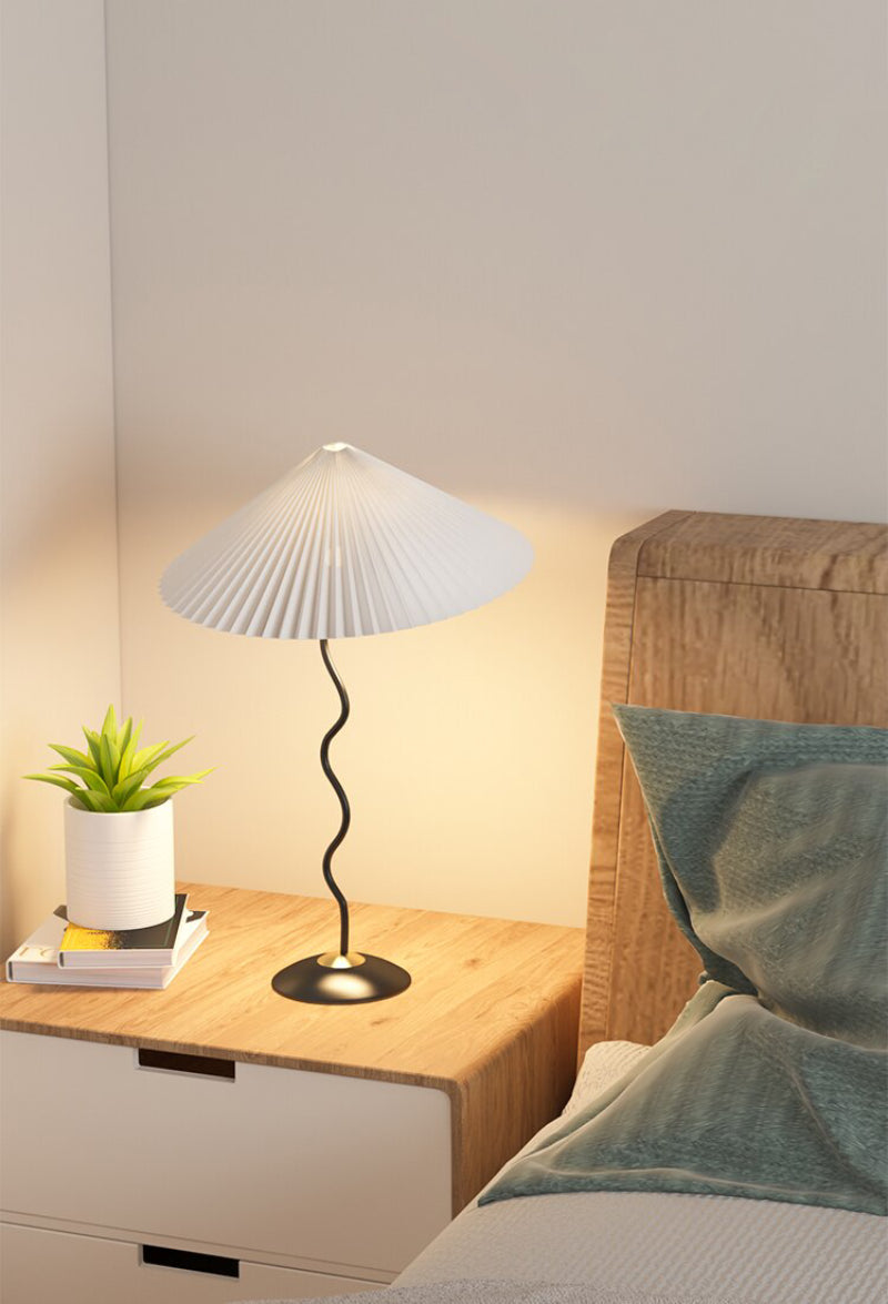 Sophie Lala Luxe Curve Table & Floor Lamp Pleated Textile Light
