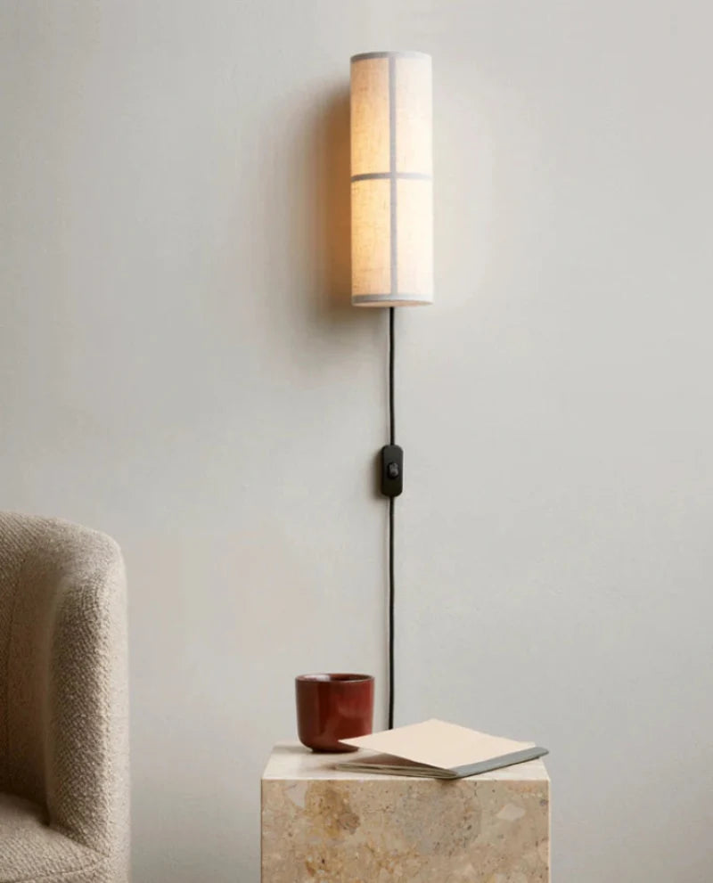 Élise Lina Woven Fabric Wall Lamp Linen Shade Sconce Light