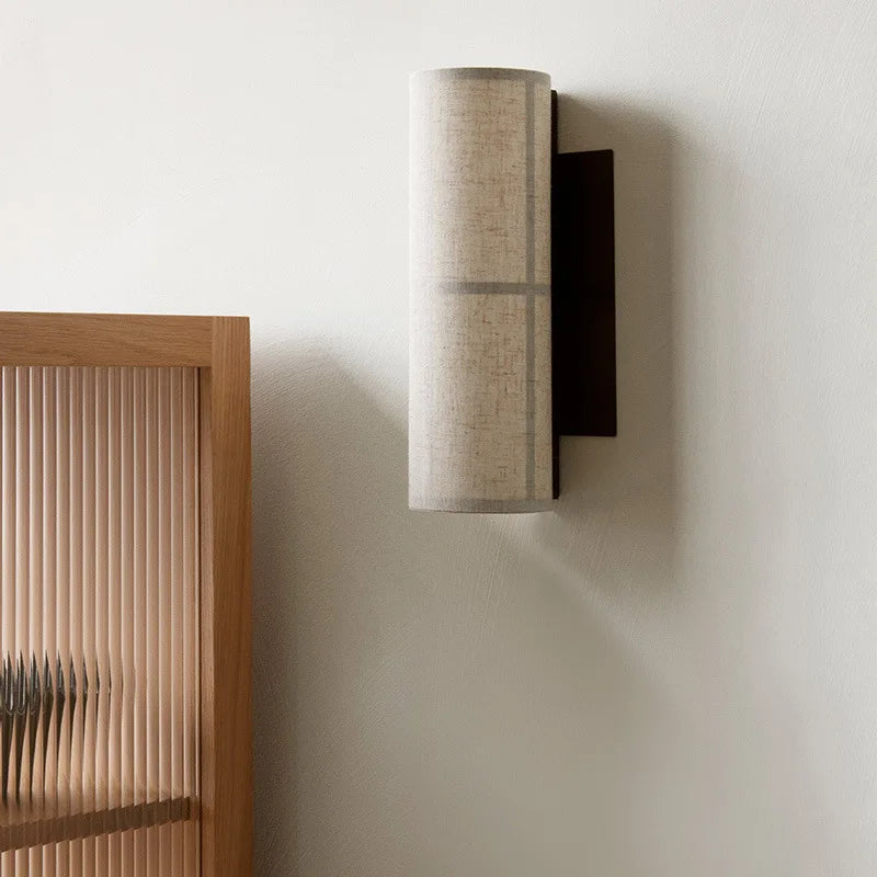 Élise Lina Woven Fabric Wall Lamp Linen Shade Sconce Light