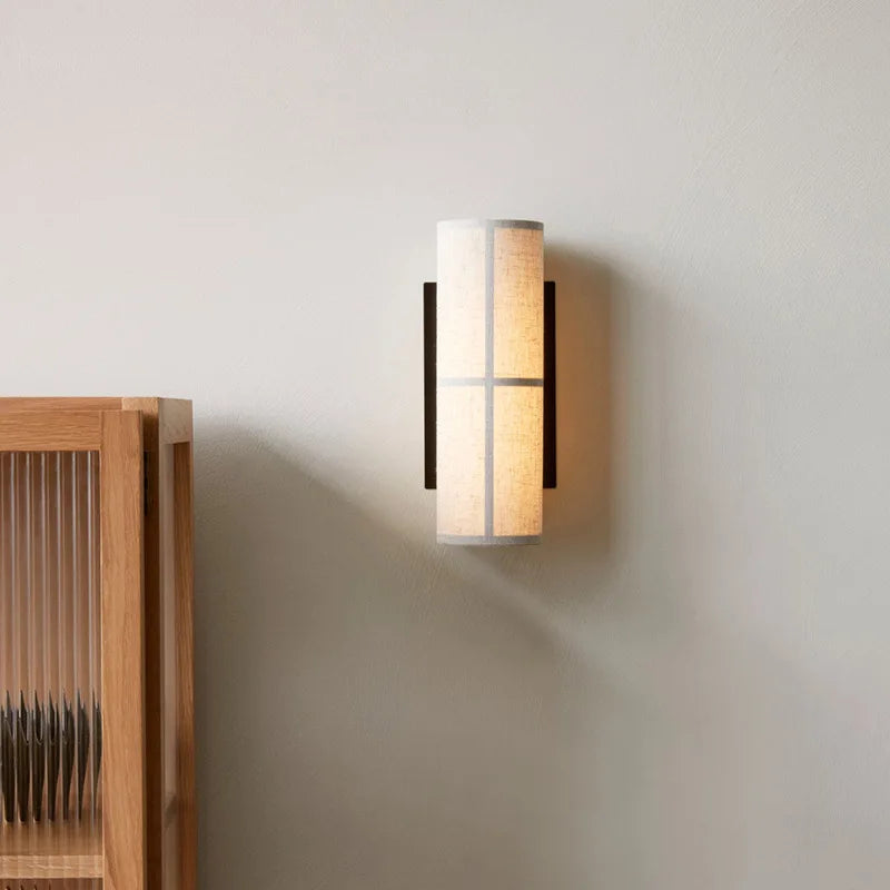 Élise Lina Woven Fabric Wall Lamp Linen Shade Sconce Light