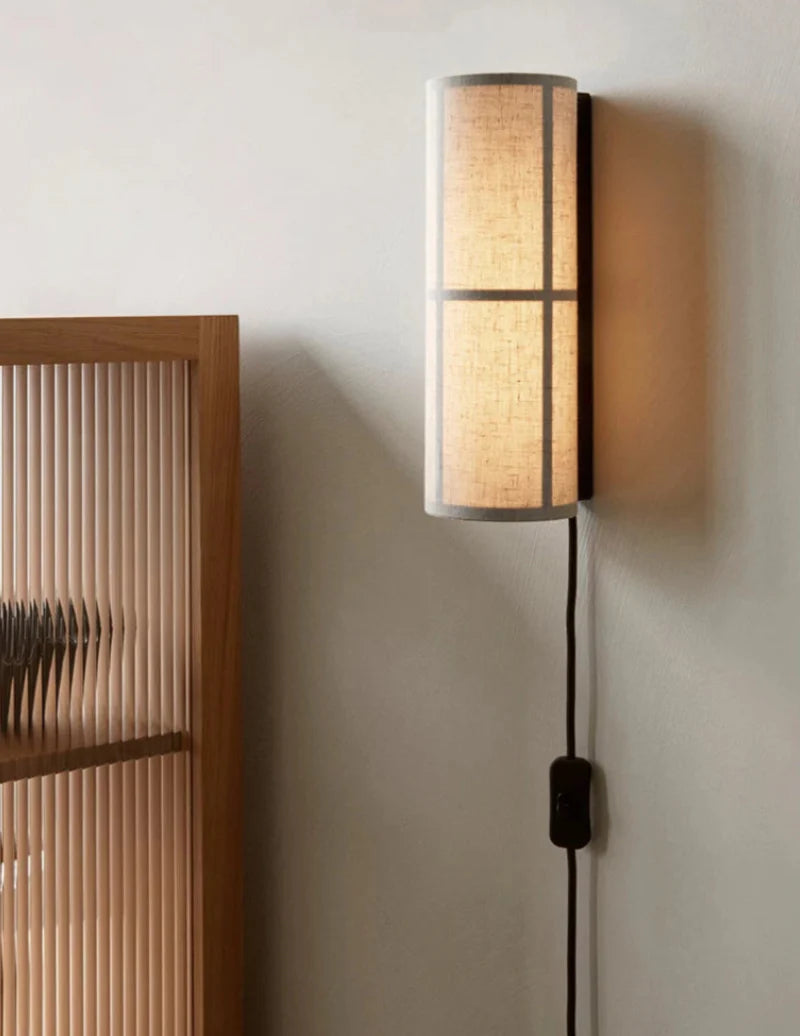 Élise Lina Woven Fabric Wall Lamp Linen Shade Sconce Light