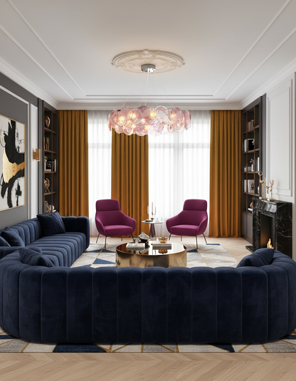 Éloise Glass Chandelier, Cascading Pink Murano-Style Discs with Metal Frame