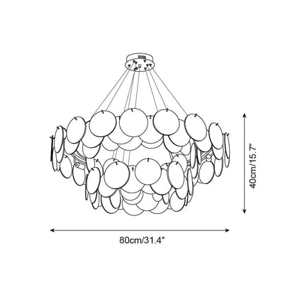 Éloise Glass Chandelier, Cascading Pink Murano-Style Discs with Metal Frame