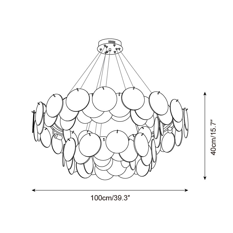 Éloise Glass Chandelier, Cascading Pink Murano-Style Discs with Metal Frame