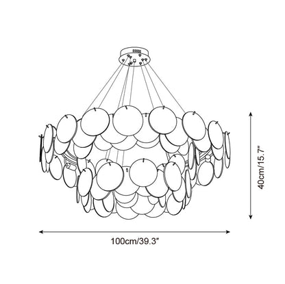 Éloise Glass Chandelier, Cascading Pink Murano-Style Discs with Metal Frame