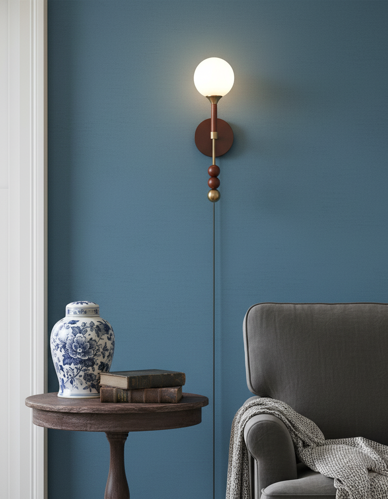 Élodie Lolli Plug-In Wall Lamp with Frosted Glass Orb