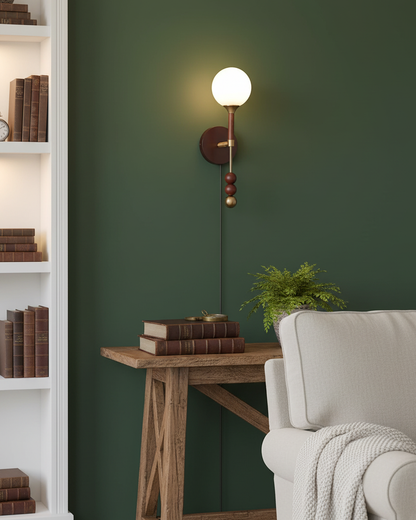 Élodie Lolli Plug-In Wall Lamp with Frosted Glass Orb