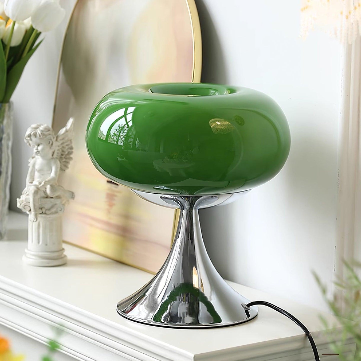 Adèle Lollipop Glass LED Table Lamp with Chrome Finish