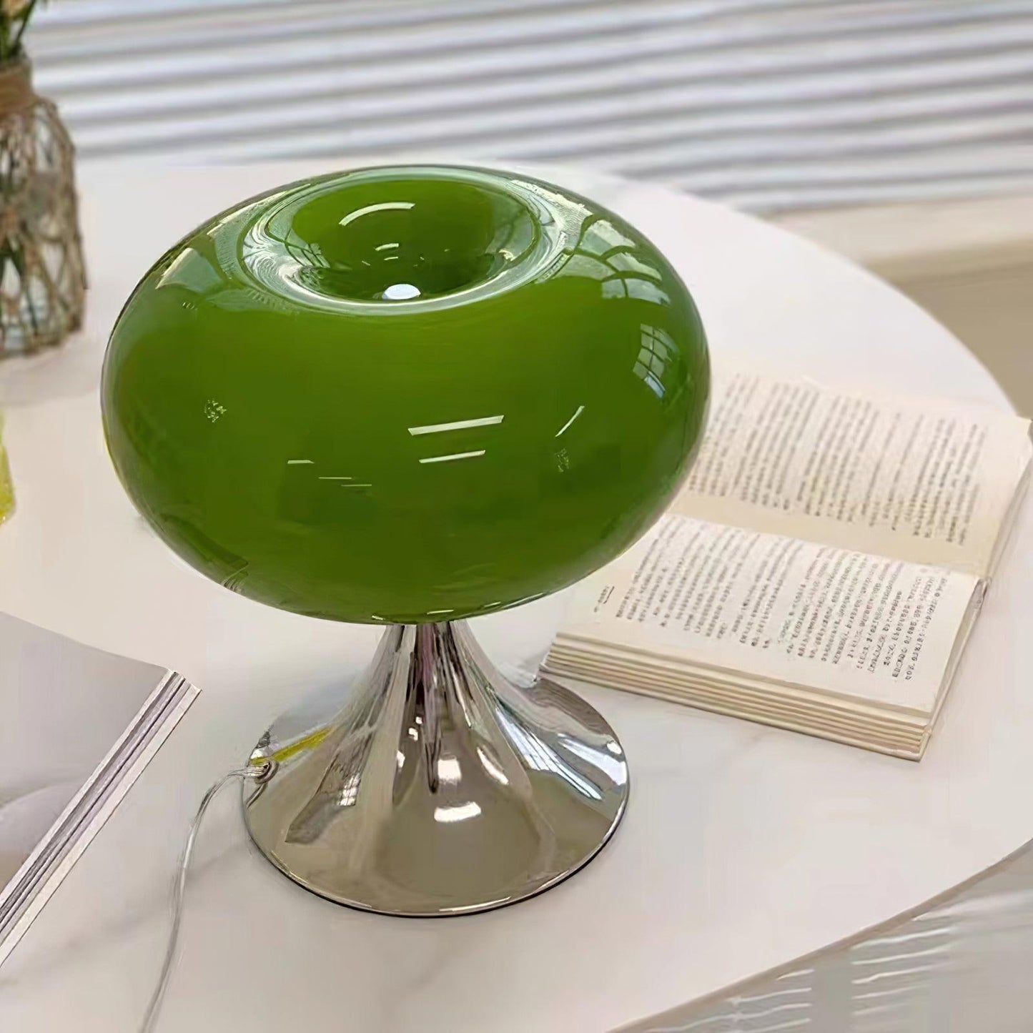 Adèle Lollipop Glass LED Table Lamp with Chrome Finish
