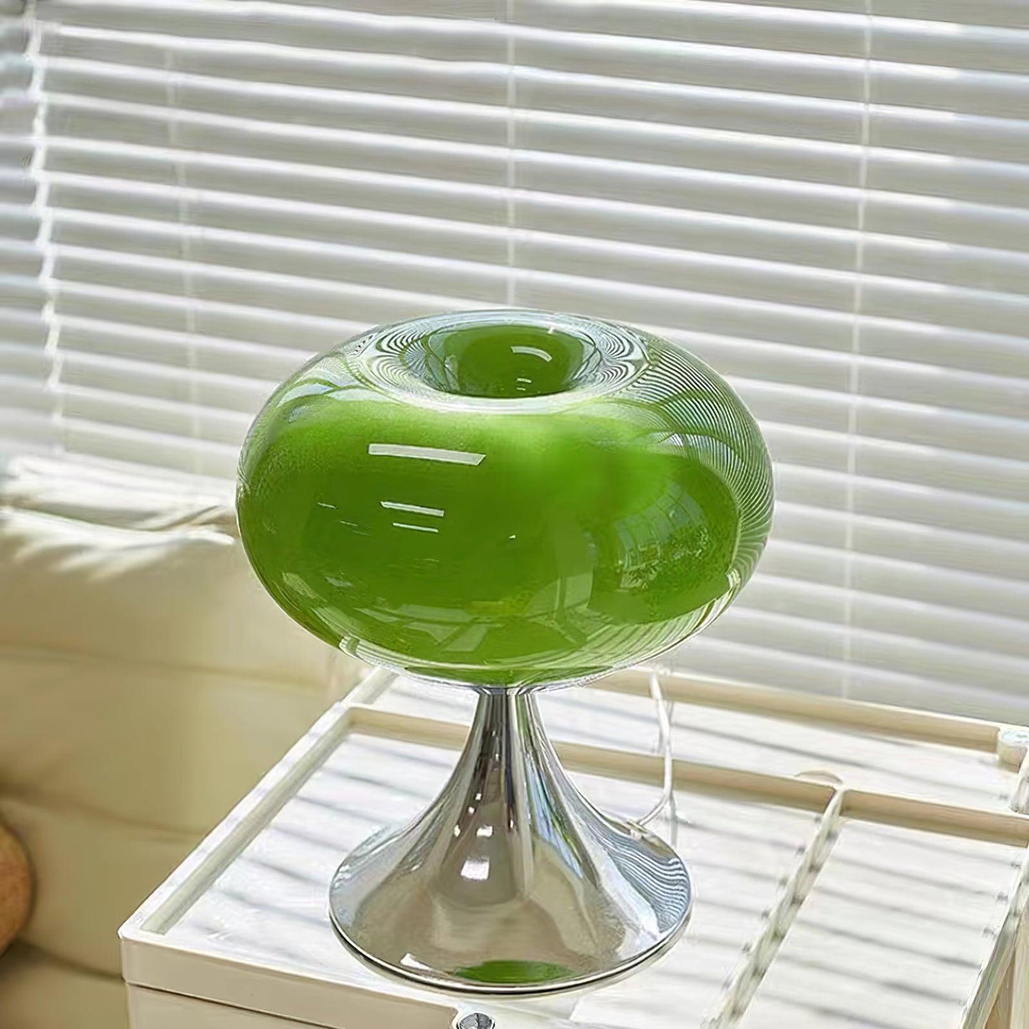 Adèle Lollipop Glass LED Table Lamp with Chrome Finish