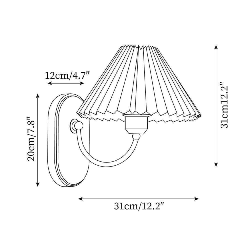 Louise Plug-In Wall Lamp with Walnut Base and Pleated Fabric Shade
