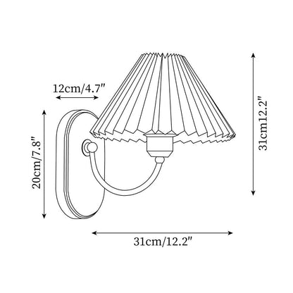 Louise Plug-In Wall Lamp with Walnut Base and Pleated Fabric Shade