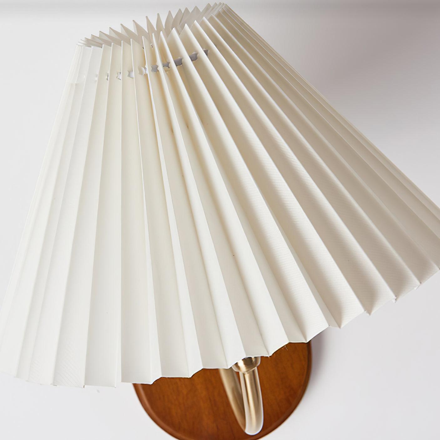 Louise Plug-In Wall Lamp with Walnut Base and Pleated Fabric Shade
