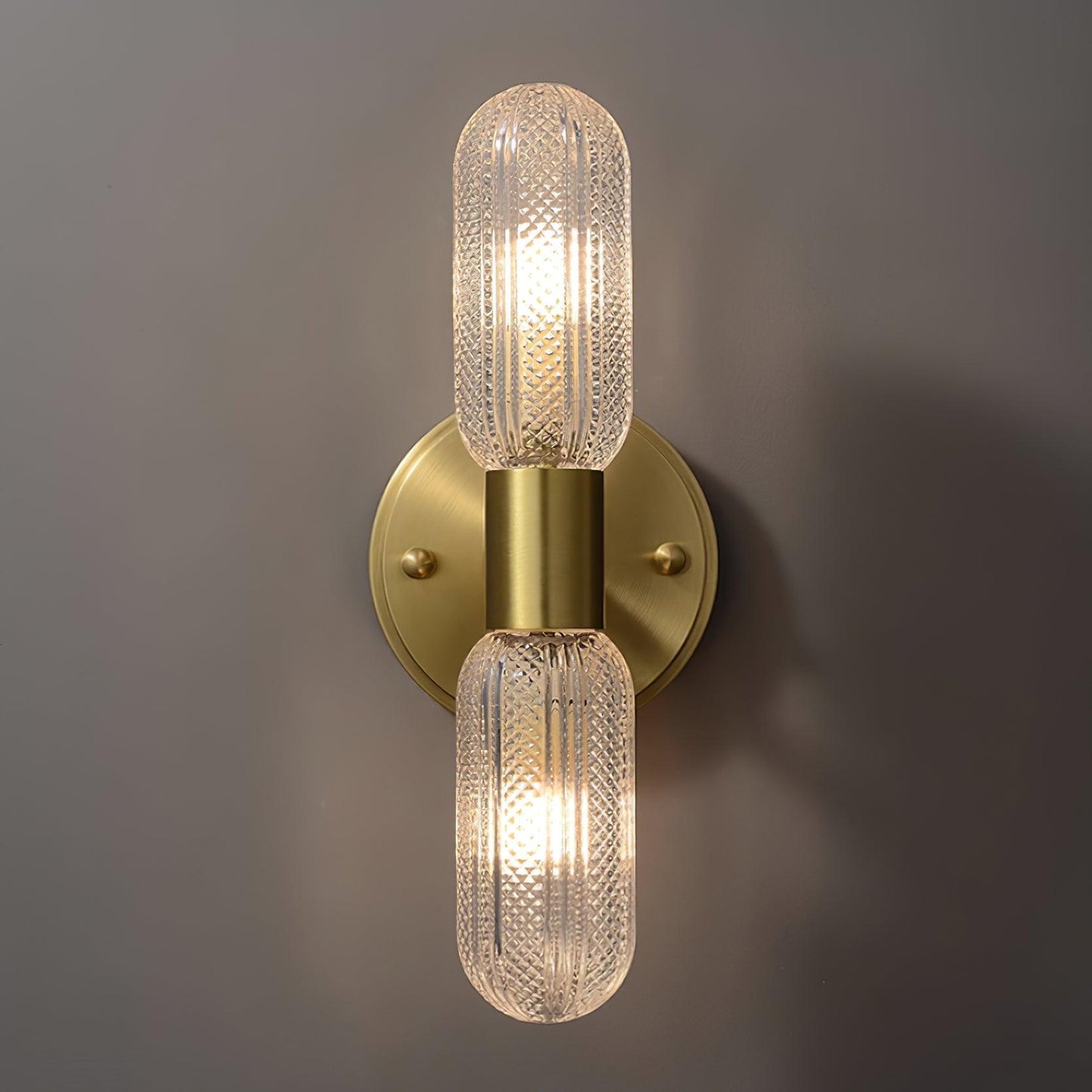 Elara Nordic Brass Wall Lamp with Dual Glass Light Design
