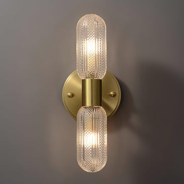 Elara Nordic Brass Wall Lamp with Dual Glass Light Design
