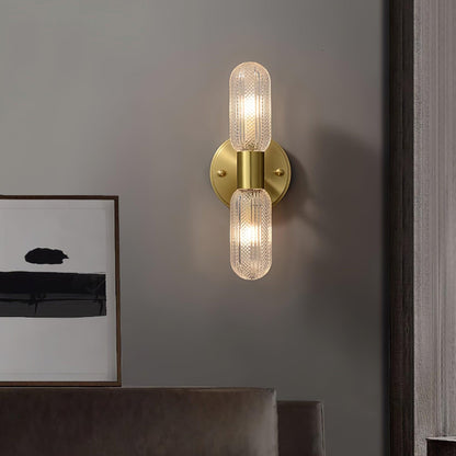 Elara Nordic Brass Wall Lamp with Dual Glass Light Design