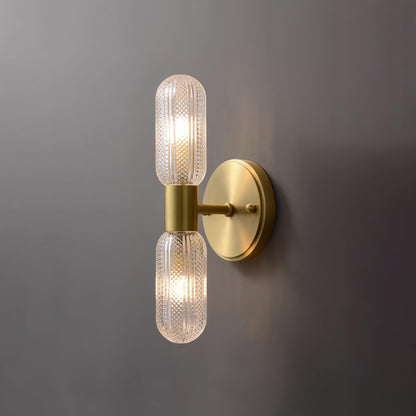 Elara Nordic Brass Wall Lamp with Dual Glass Light Design