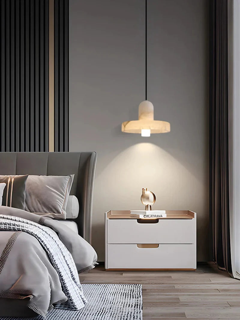 Élise Marble Glow Pendant Light Copper Accent Ceiling Lamp