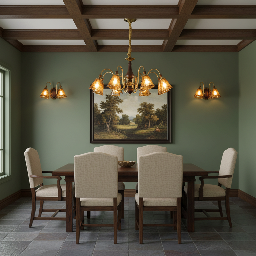 Aurélie Petal Chandelier, Amber Glass Shades with Curved Brass Arms