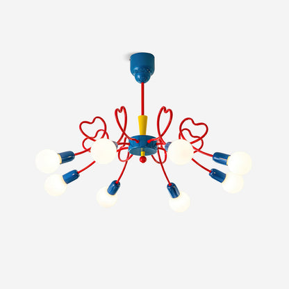 Léa Colorful Chandelier, Frosted Globes with Artistic Metal Arms