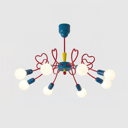 Léa Colorful Chandelier, Frosted Globes with Artistic Metal Arms