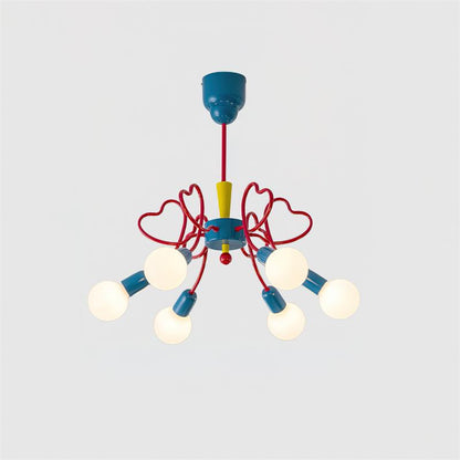 Léa Colorful Chandelier, Frosted Globes with Artistic Metal Arms
