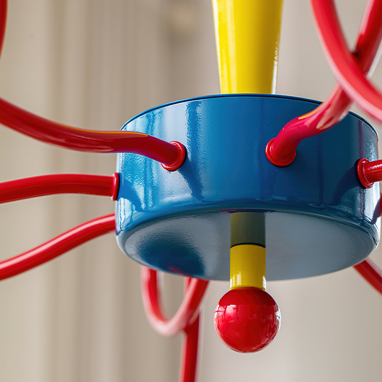 Léa Colorful Chandelier, Frosted Globes with Artistic Metal Arms