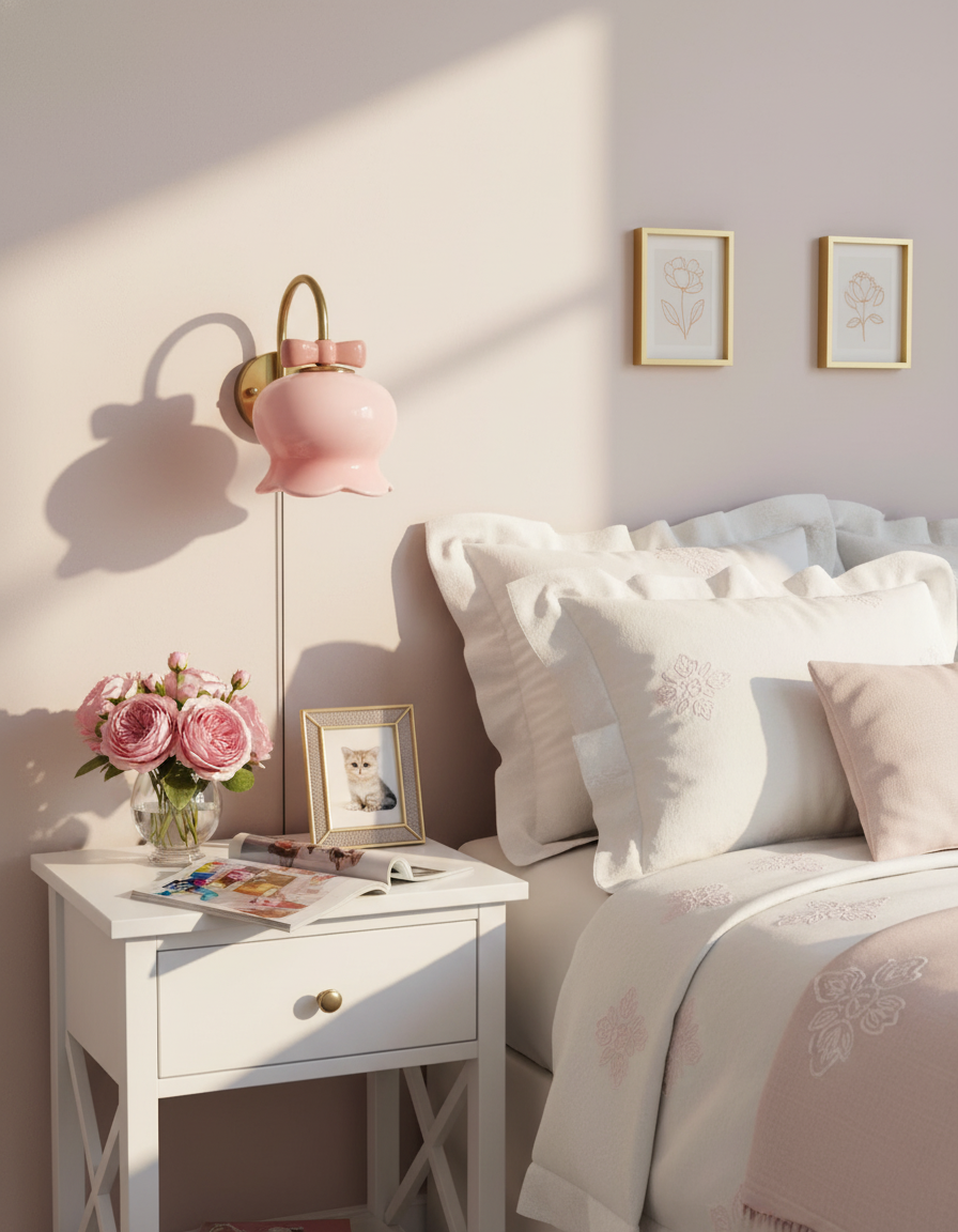 Chloé Bell Plug-In Wall Lamp with Decorative Bow Design