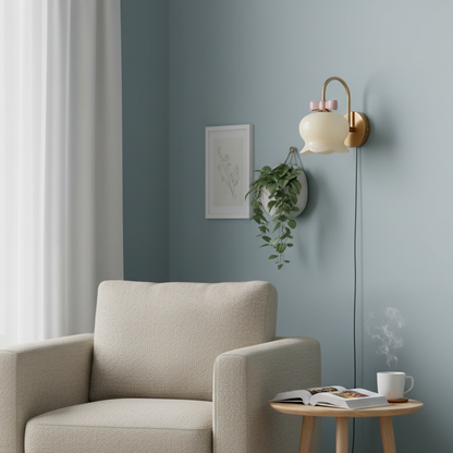 Chloé Bell Plug-In Wall Lamp with Decorative Bow Design