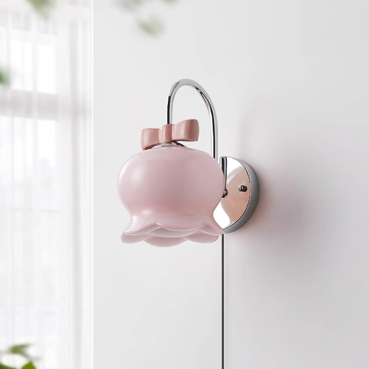 Chloé Bell Plug-In Wall Lamp with Decorative Bow Design