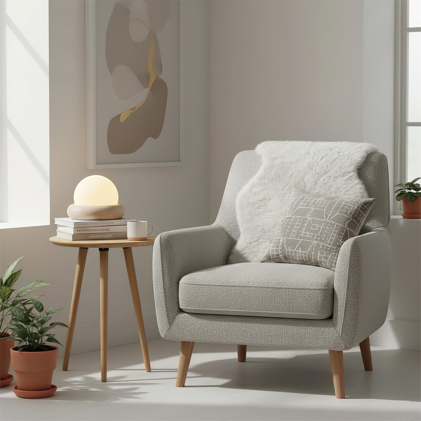 Noémie Mini Stone LED Table Lamp with Frosted Acrylic Shade
