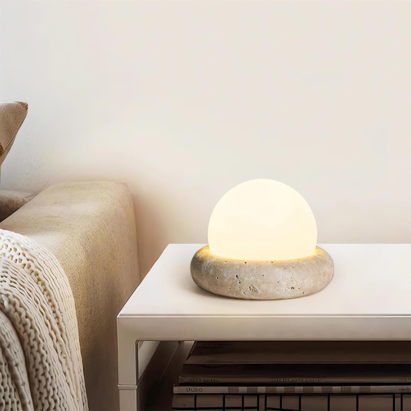 Noémie Mini Stone LED Table Lamp with Frosted Acrylic Shade