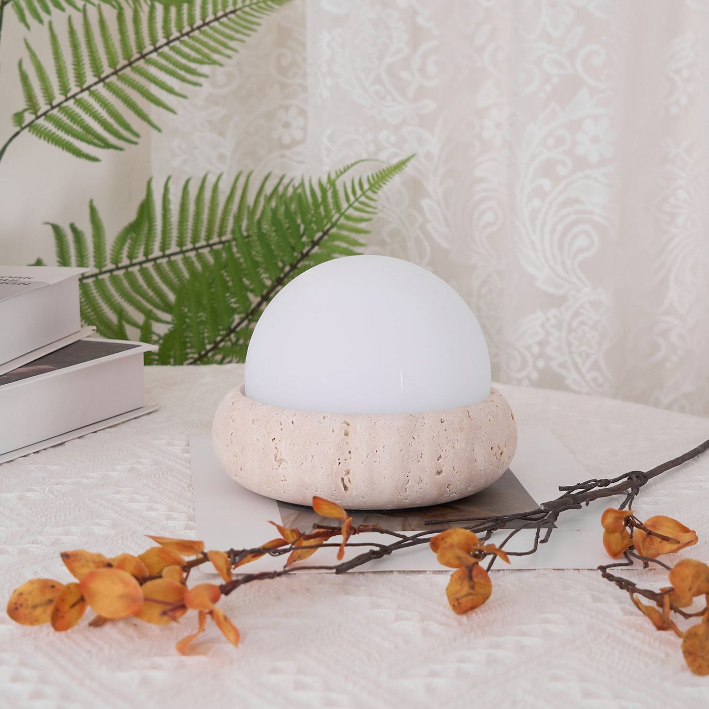 Noémie Mini Stone LED Table Lamp with Frosted Acrylic Shade