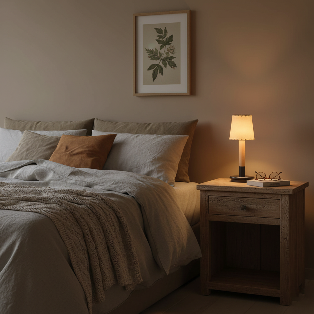 Amelie Portable Wooden LED Table Lamp with Fabric Shade