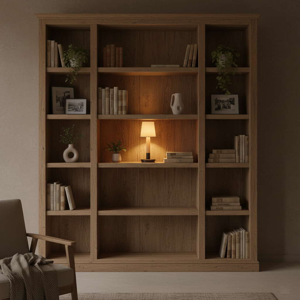 Amelie Portable Wooden LED Table Lamp with Fabric Shade