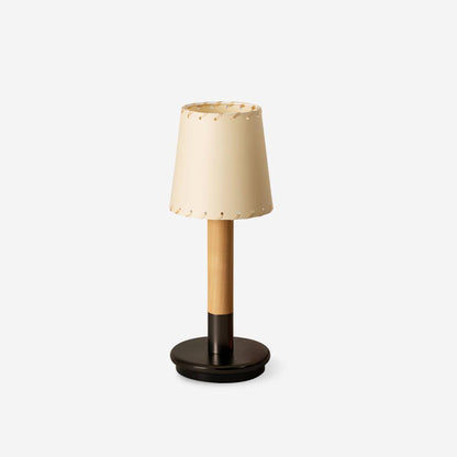 Amelie Portable Wooden LED Table Lamp with Fabric Shade