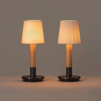 Amelie Portable Wooden LED Table Lamp with Fabric Shade