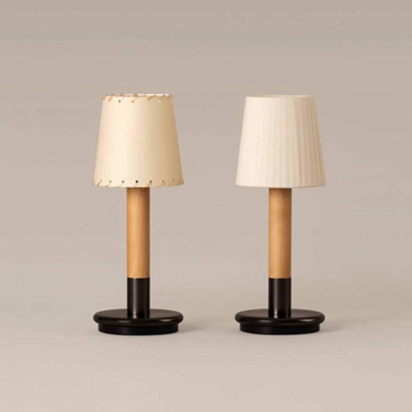 Amelie Portable Wooden LED Table Lamp with Fabric Shade