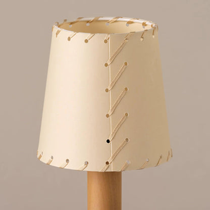 Amelie Portable Wooden LED Table Lamp with Fabric Shade