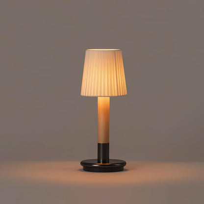 Amelie Portable Wooden LED Table Lamp with Fabric Shade