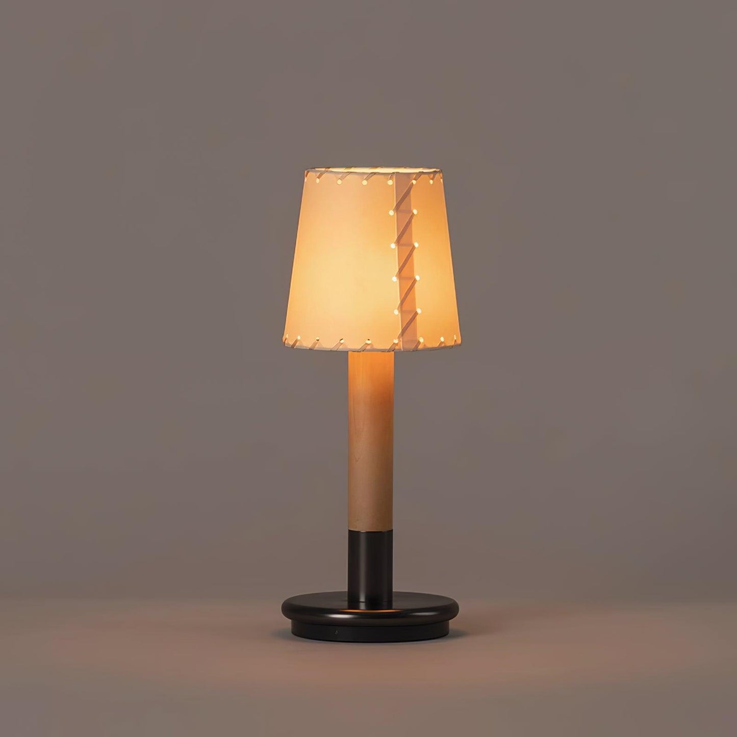 Amelie Portable Wooden LED Table Lamp with Fabric Shade