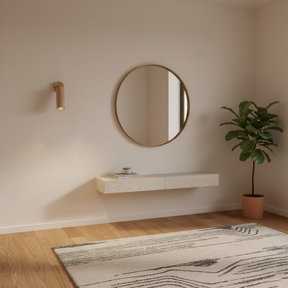 Solène Travertine Wall Lamp with Wood Base and Adjustable Metal Arm
