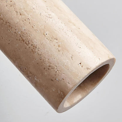 Solène Travertine Wall Lamp with Wood Base and Adjustable Metal Arm