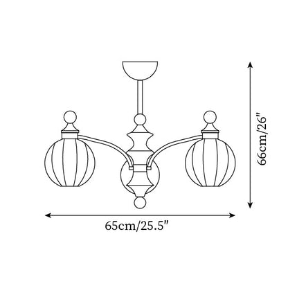 Juliette Round Chandelier, Frosted Glass Globes with Polished Wood Accents