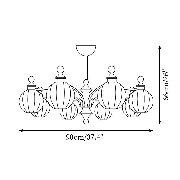 Juliette Round Chandelier, Frosted Glass Globes with Polished Wood Accents