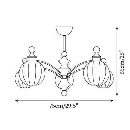 Juliette Round Chandelier, Frosted Glass Globes with Polished Wood Accents