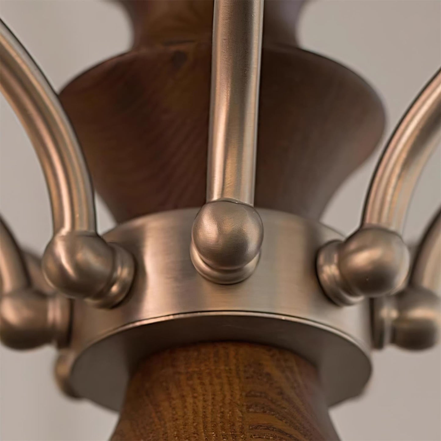 Juliette Round Chandelier, Frosted Glass Globes with Polished Wood Accents