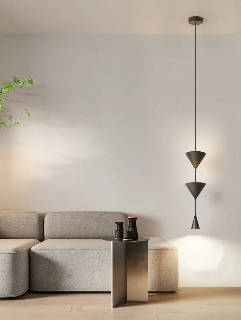 Camille Modern Cone Geometric LED Pendant Light Black White