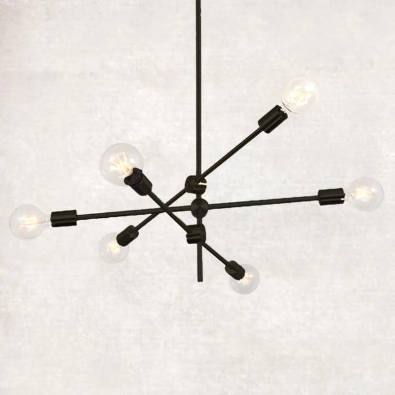 Élise Modern Sputnik LED Chandelier Gold Black Mid Century Ceiling Light