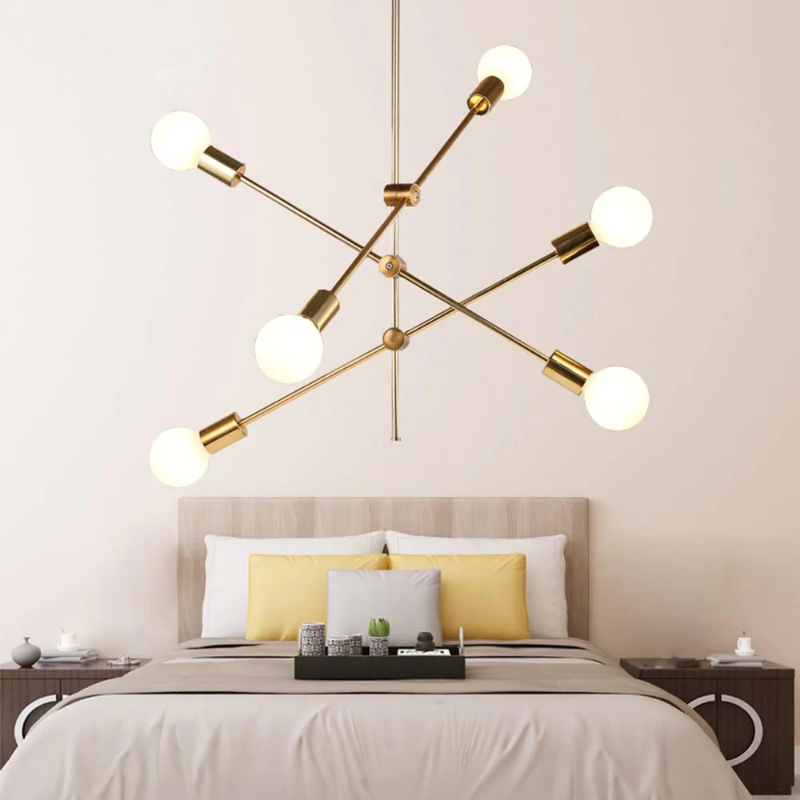 Élise Modern Sputnik LED Chandelier Gold Black Mid Century Ceiling Light